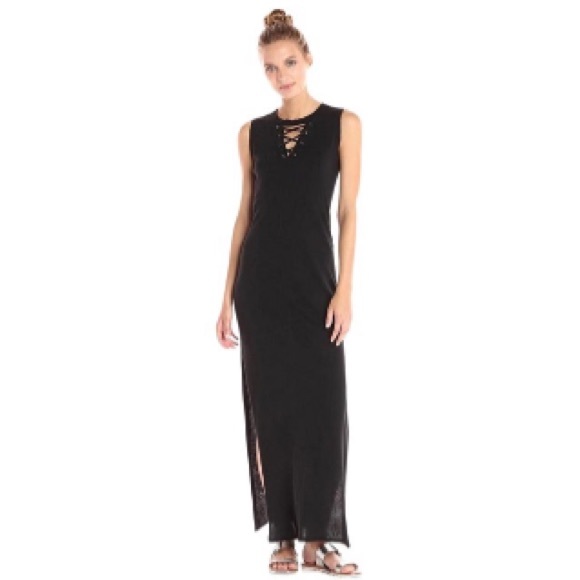 n:PHILANTHROPY Dresses & Skirts - n:Philanthropy Black Cat Lace-up Casual Maxi Dress